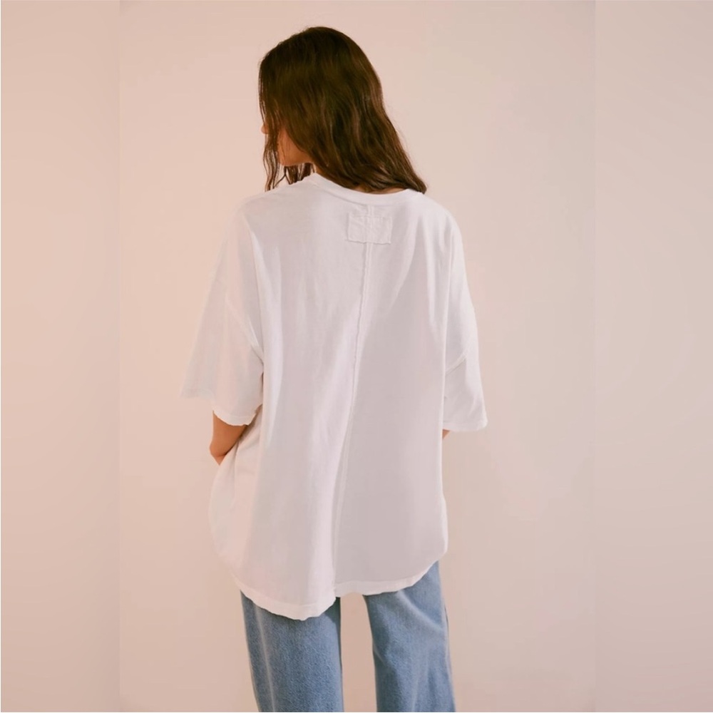 Free People Devon Tee Oversized In Ivory (White) Short Sleeve Size XL - Picture 4 of 6